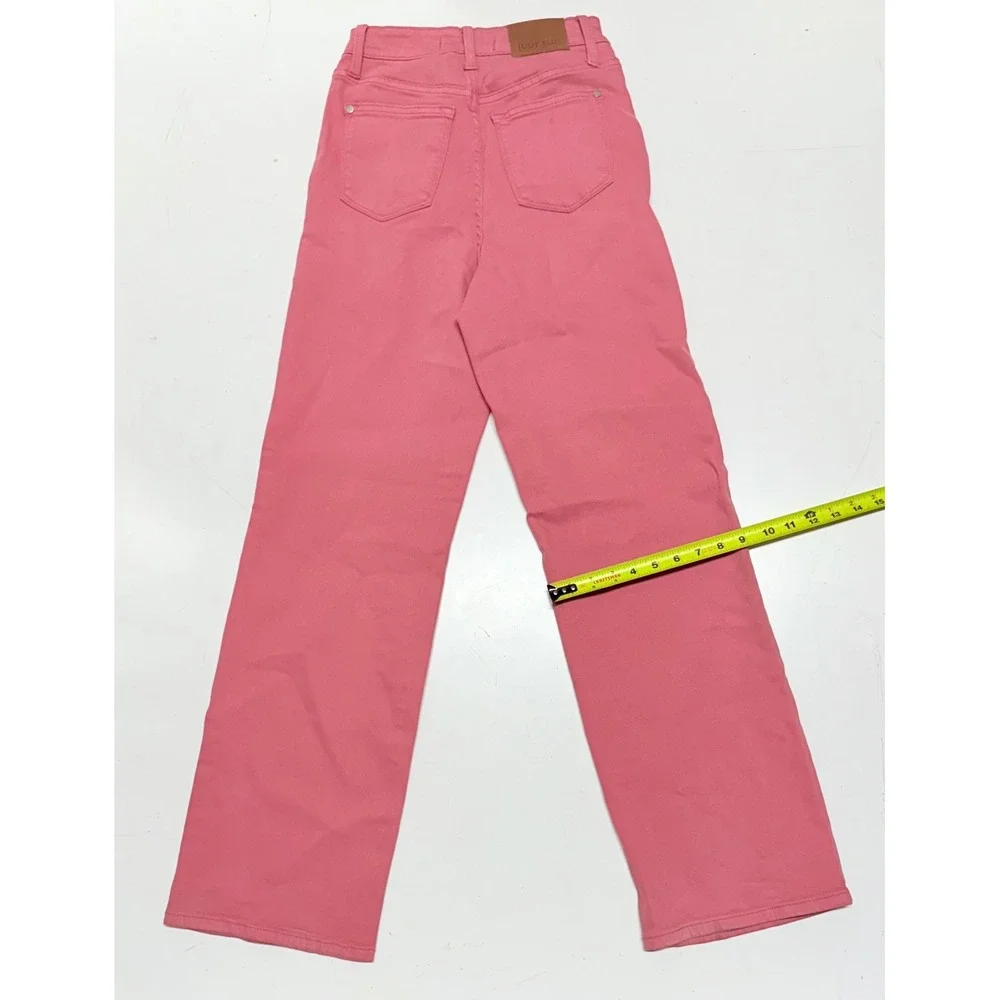 Judy Blue Pink Crocheted Patch Wide Leg Jeans Women Size‎ 1/25